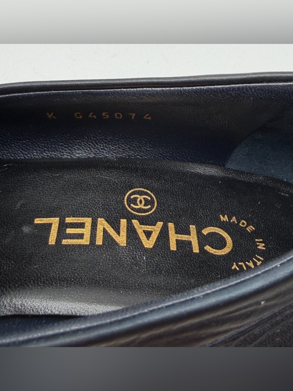 CHANEL CC Logo Dark Blue  Quilted Lug Sole Platform Loafers Leather EU 38.5 US8 - Picture 4 of 13